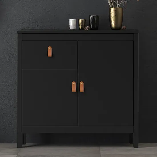 Barcila Wooden Sideboard with 2 Doors 1 Drawer - Matt Black