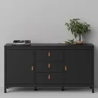 Barcila Wooden Sideboard with 2 Doors 3 Drawers - Matt Black