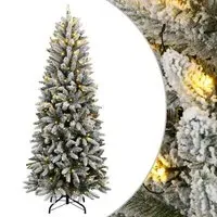 Barco 210cm Flocked Snow Artificial Christmas Tree with LED - White