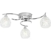 Barco 3 Lights Flush Ceiling Light - Chrome, Glass