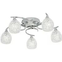 Barco 5 Lights Flush Ceiling Light - Chrome, Glass