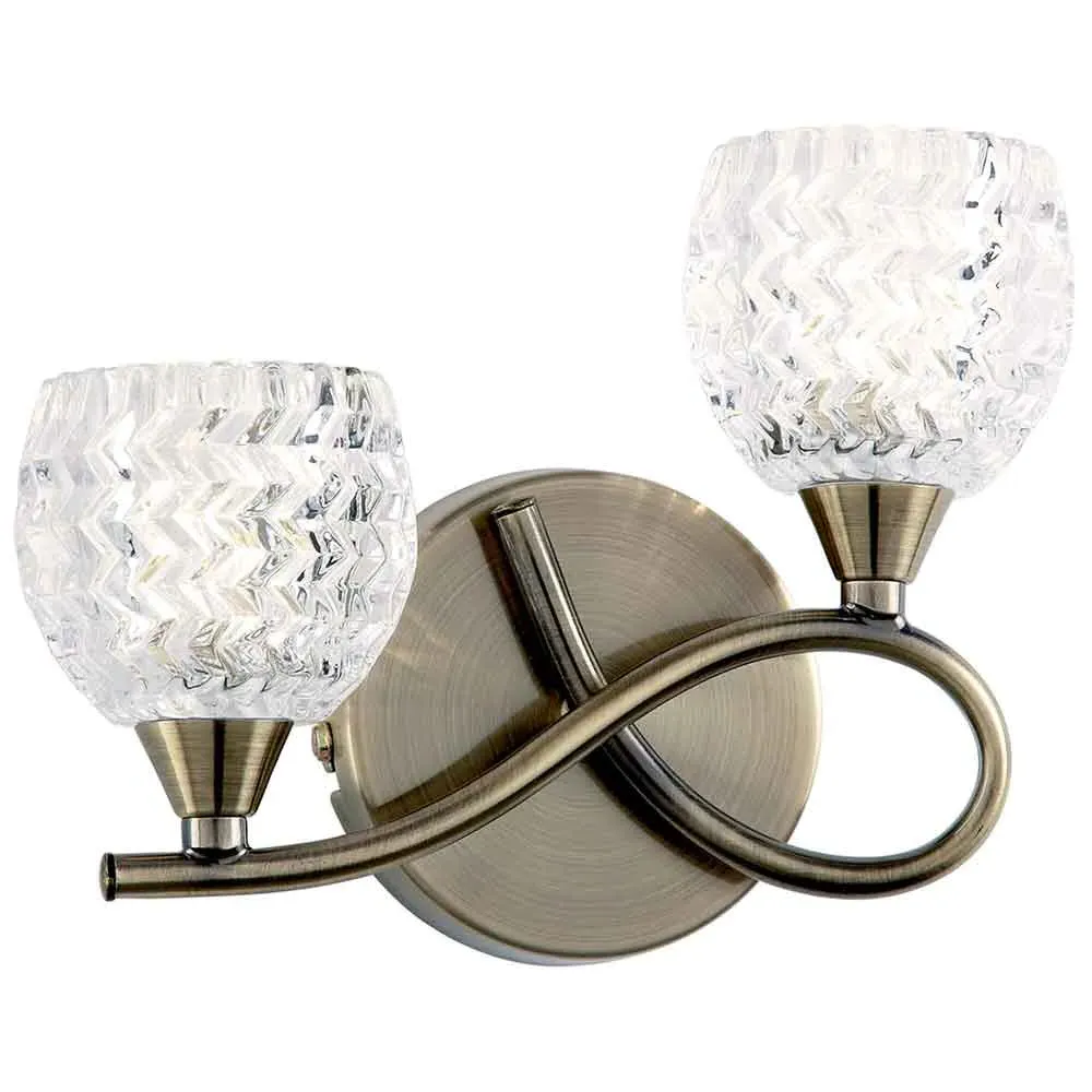 Barco Glass 2 Wall Light with Steel Frame - Antique Brass image