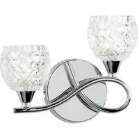 Barco Glass 2 Wall Light with Steel Frame - Chrome