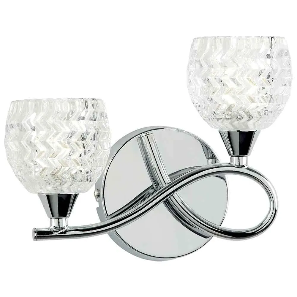 Barco Glass 2 Wall Light with Steel Frame - Chrome