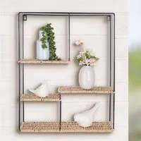 Barco 3-Shelf Metal Shelving Unit - Black, Natural alternate view
