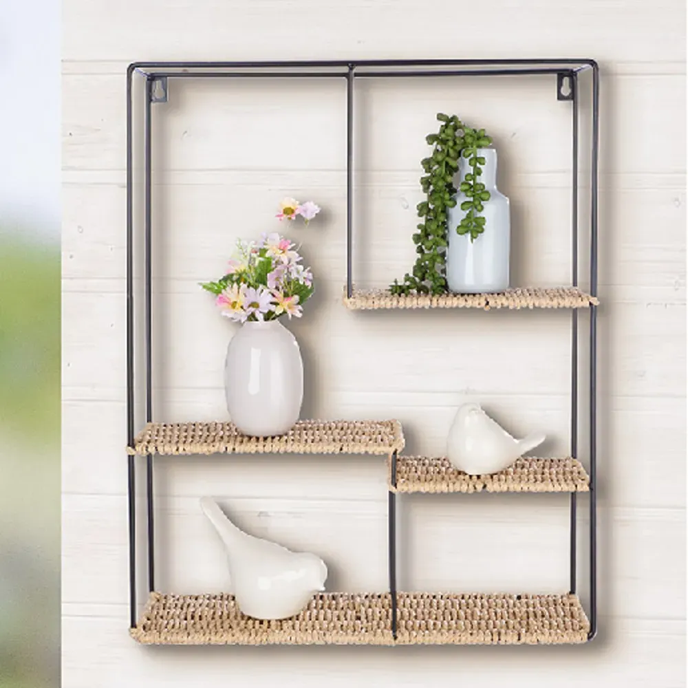 Barco 3-Shelf Metal Shelving Unit - Black, Natural product