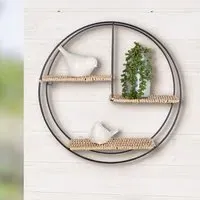 Barco Round Wall Hung Shelving Unit - Black, Metal