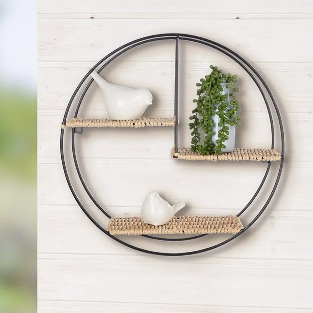 Barco Round Wall Hung Shelving Unit - Black, Metal