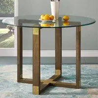 Barco Square Glass Dining Table - Clear, Oak