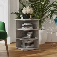 Bardia Side Table with 3 Shelves - Concrete Effect