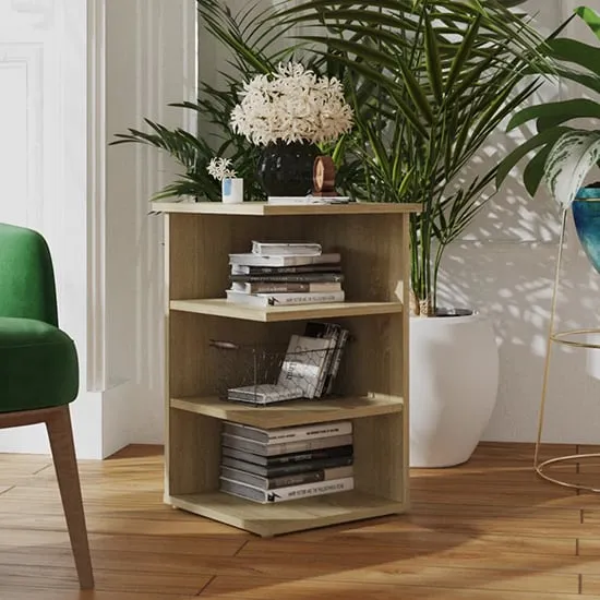 Bardia Side Table with 3 Shelves - Sonoma Oak, Engineered Wood product