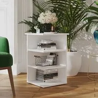 Bardia Side Table with 3 Shelves - White, Engineered Wood