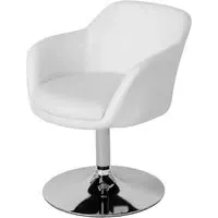 Bardwell Swivel Dining Chair - White, Faux Leather