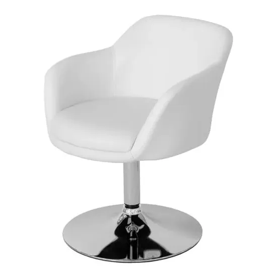 Bardwell Swivel Dining Chair - White, Faux Leather