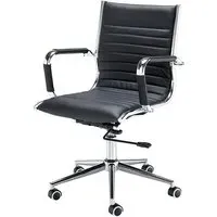 Bari Medium Back Executive Chair - Black, Faux Leather