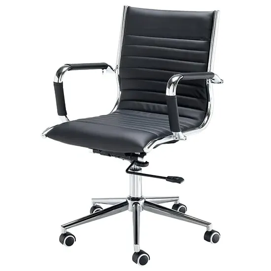 Bari Medium Back Executive Chair - Black, Faux Leather image