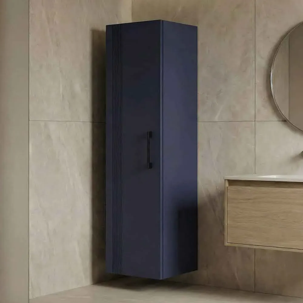 Bari Tall Bathroom Storage Cabinet - Navy Blue, MDF product