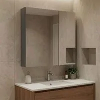 Bari Wall Mounted Mirror Cabinet with 2 Doors - Anthracite, MDF alternate view