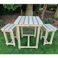 Barkingside Garden Bar Set with 2 Stools - Natural