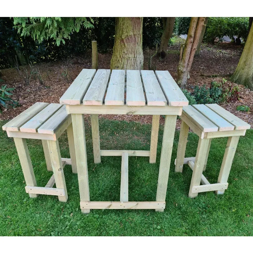 Barkingside Garden Bar Set with 2 Stools - Natural image