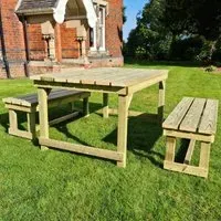 Barkingside Garden Dining Set with 2 Benches - Natural