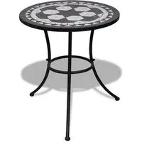 Barkla Round Mosaic Bistro Table - Black and White, Ceramic