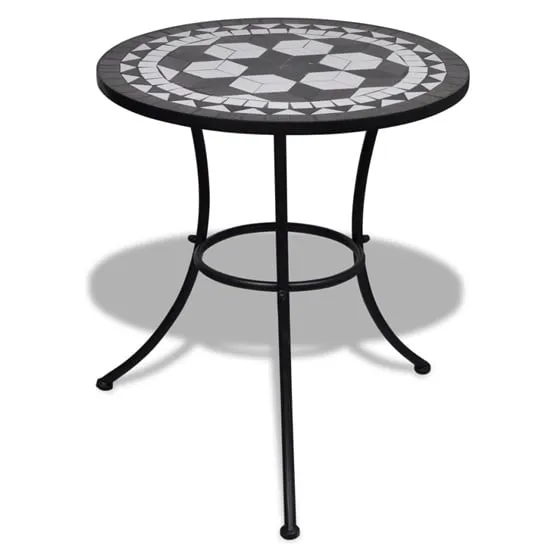Barkla Round Mosaic Bistro Table - Black and White, Ceramic image