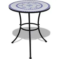 Barkla Round Mosaic Bistro Table - Blue and White, Ceramic alternate view