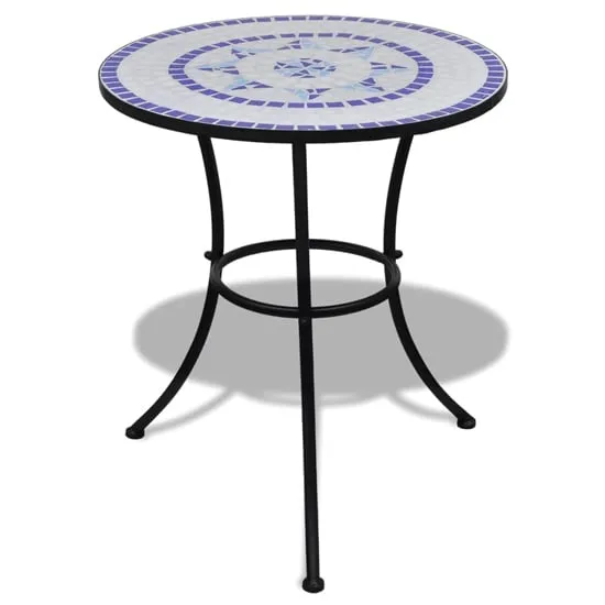 Barkla Round Mosaic Bistro Table - Blue and White, Ceramic