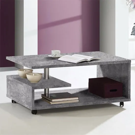 Barletta G-Shape Coffee Table with Storage - Grey, Wood image