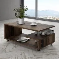Barletta G-Shape Coffee Table with Storage - Wood