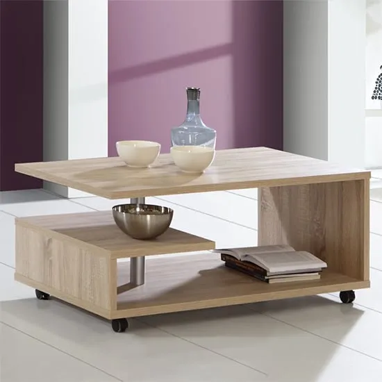 Barletta G-Shape Coffee Table with Storage - Wood