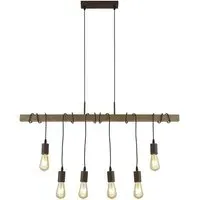 Barn 6 Light Pendant Light - Black, Wood