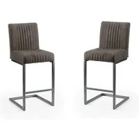 Barras Bar Stool Cantilever Pair - Charcoal Grey, Faux Leather alternate view