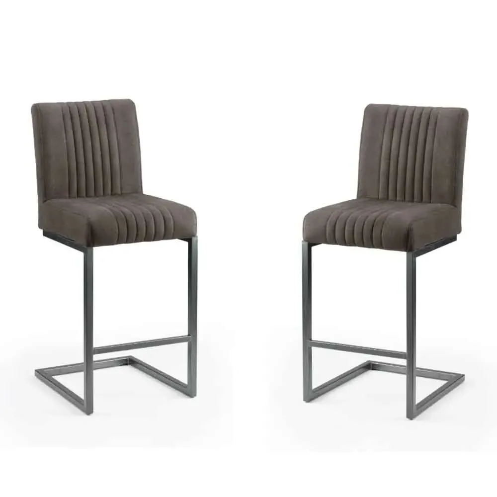 Barras Bar Stool Cantilever Pair - Charcoal Grey, Faux Leather product