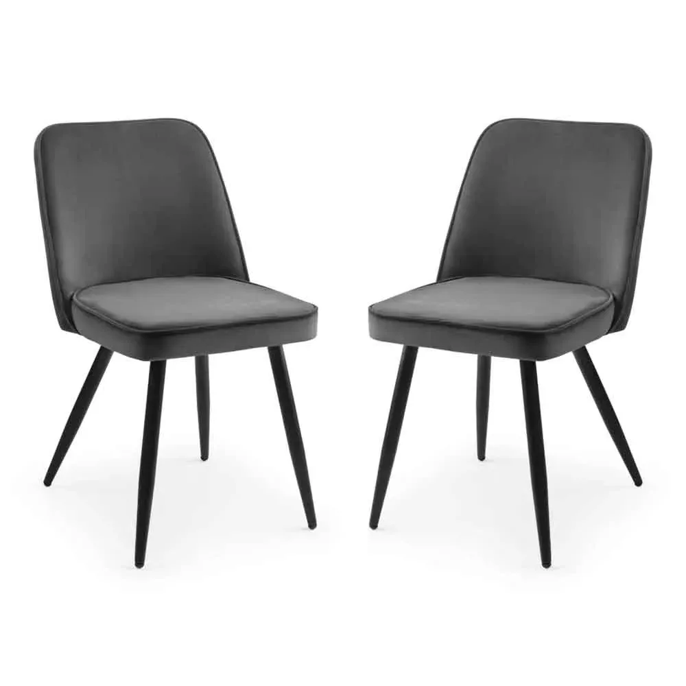Barras Dining Chairs Pair - Grey, Velvet product