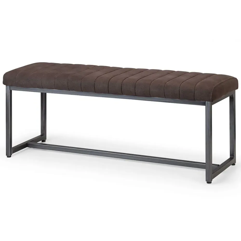 Barras Fabric Dining Bench - Charcoal Grey, Suede image