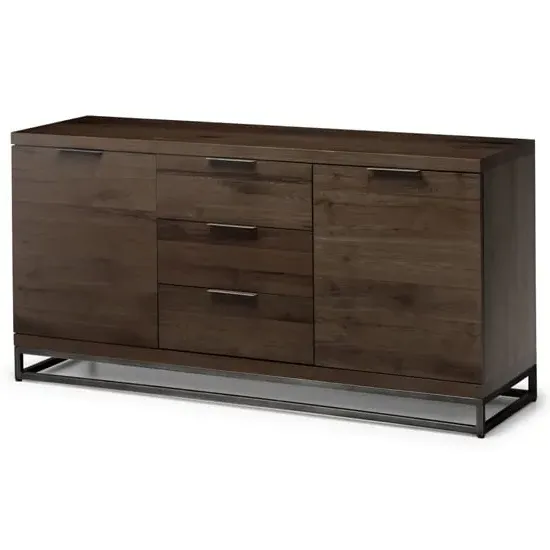 Barras Wooden Sideboard with 2 Doors 3 Drawers - Dark Oak image