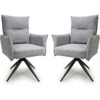 Barre Swivel Dining Chairs - Light Grey, Fabric