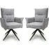 Barre Swivel Dining Chairs - Light Grey, Fabric