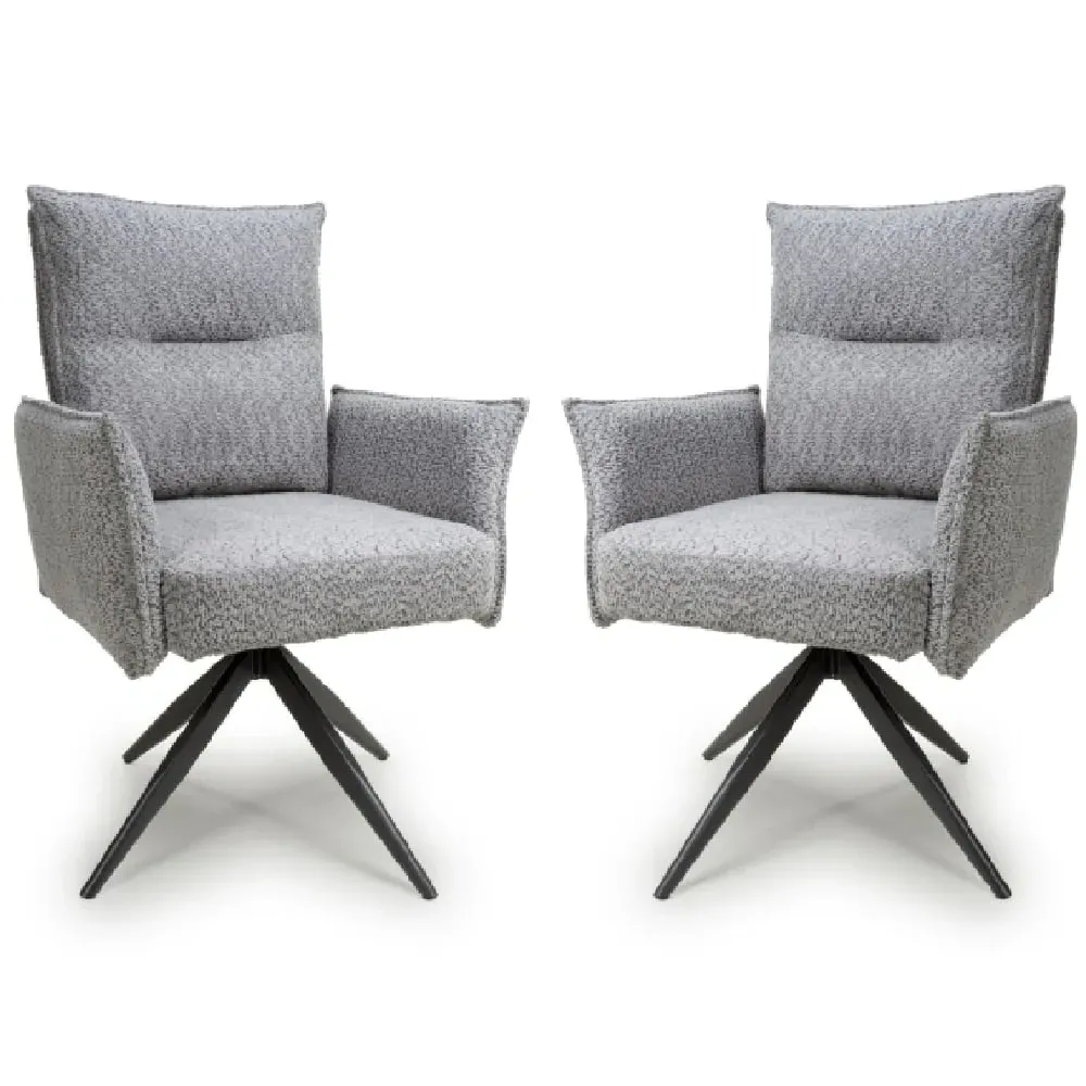 Barre Swivel Dining Chairs - Light Grey, Fabric image