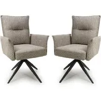 Barre Swivel Dining Chairs - Mink, Fabric