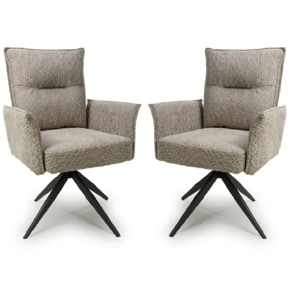 Barre Swivel Dining Chairs - Mink, Fabric