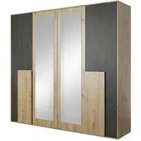 Barrie 4-Door Mirrored Wardrobe - Artisan Oak