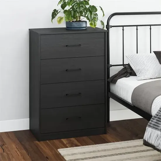 Barrie 4 Drawer Chest - Black Oak, MDF