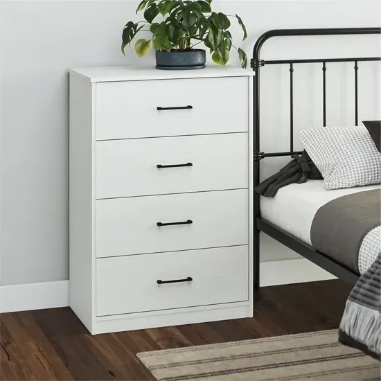 Barrie 4 Drawer Chest - White, MDF