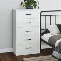 Barrie 5 Drawer Chest - White, MDF