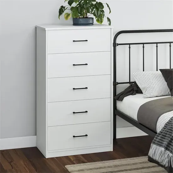 Barrie 5 Drawer Chest - White, MDF