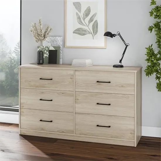 Barrie 6 Drawer Chest - Light Oak, MDF