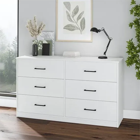 Barrie 6 Drawer Chest - White, MDF